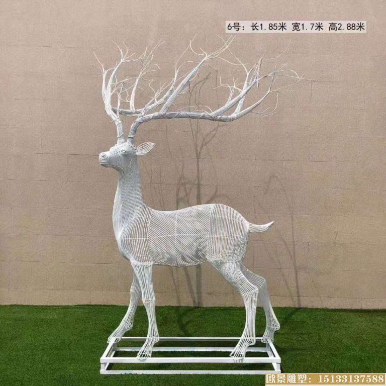 房地产小鹿雕塑工艺品 不锈钢镂空鹿6